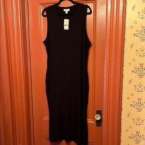 Black Ribbed Maxi Dress — Classic Sleeveless Slip